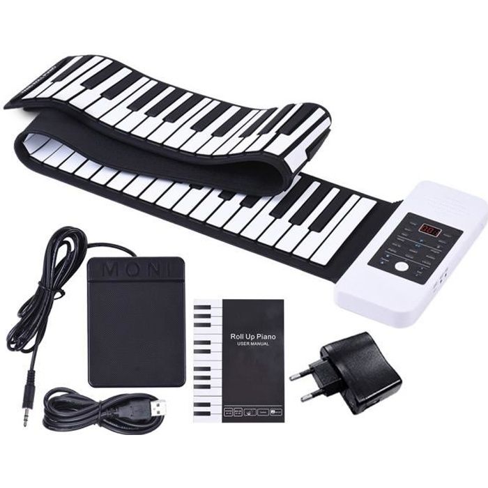SUNCOO Clavier de piano numérique 88 touches avec pédales MP3 Blanc adaptateur et USB 
