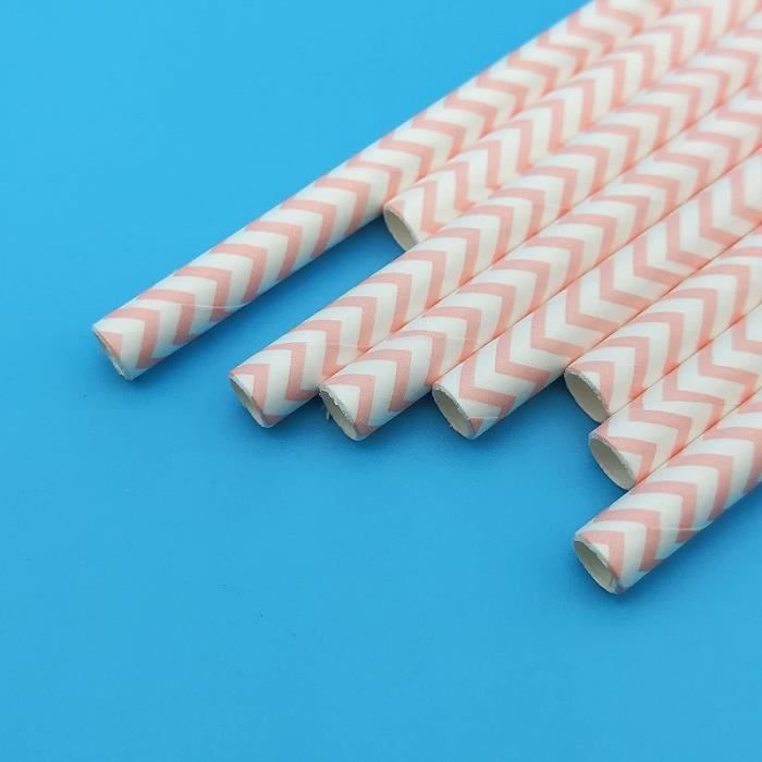100 Pailles En Papier Rayées Jaune Et Blanc - Biodégradables, 19.6 Cm, Pour Fêtes, Cake Pops, Mariages - 11