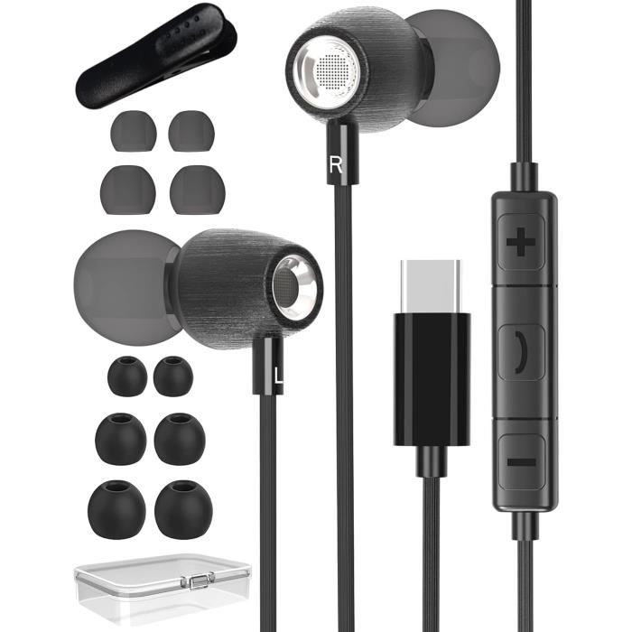 Écouteurs USB C pour Samsung S24 Ultra A53 A33 A54 A34 S23,Écouteurs Intra  Auriculaires USB Type C en Tressé Oreillettes Filaires Anti-Bruit Casque