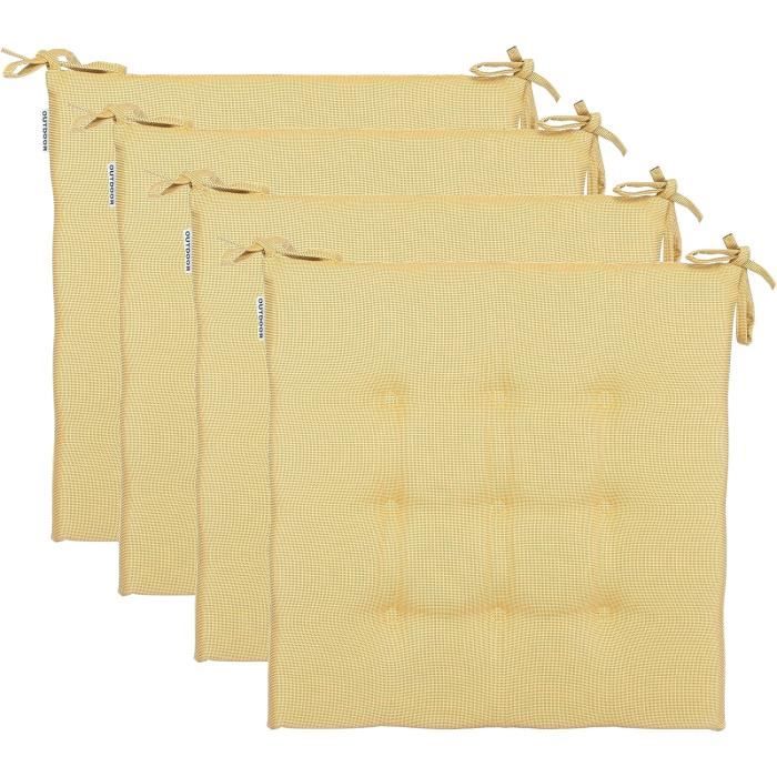 Coussins De Chaise Touffetés Antidérapants - Lot De 4, 40x40x10cm, Rembourrage Coton, Attaches Et Fond Antidérapant, Rouge