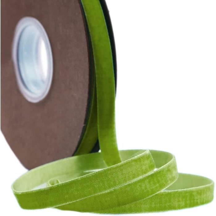 Ruban velours grandes volutes platine céladon 7,6 cm x 9 m