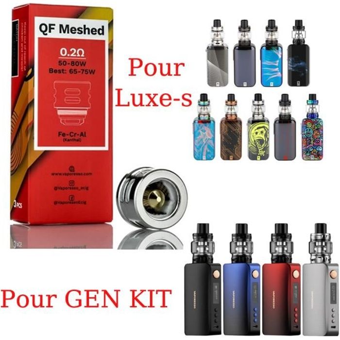 Vaporesso QF Meshed Verdampferköpfe 0,2 Ohm – 3er Pack, Für Dampfen Mit Lungenzug