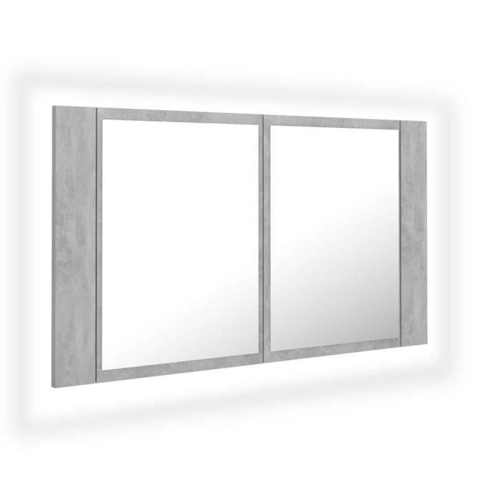 Armoire de salle de bain - VIDAXL - 804968 - Miroir à LED - Gris béton - 80x12x45 cm