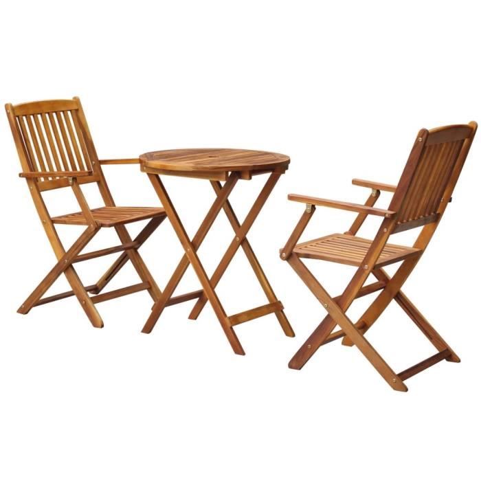 Ensemble de bistro vidaXL 3 pcs Bois d'acacia Résistant aux intempéries Pliable