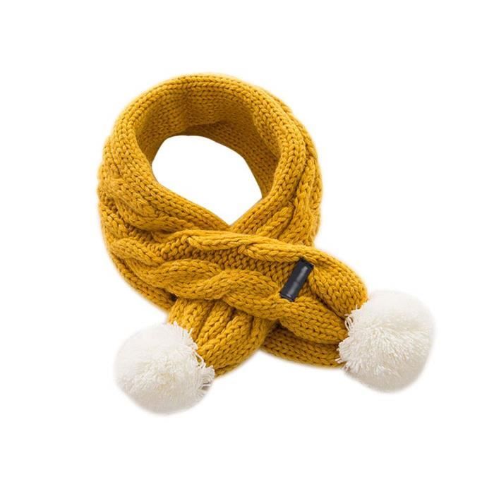 1pcs Echarpe Enfants Tricot Mignon Foulard Chaud Hiver Echarpe Ale Pompon Pour Garcons Filles Snood Bebe Jaune Jaune 68 8 5cm Cdiscount Pret A Porter