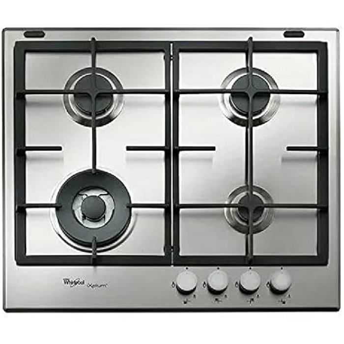 Piano de cuisson à gaz Whirlpool GMAL 6422IXL 4 brûleurs Commandes frontales Inox