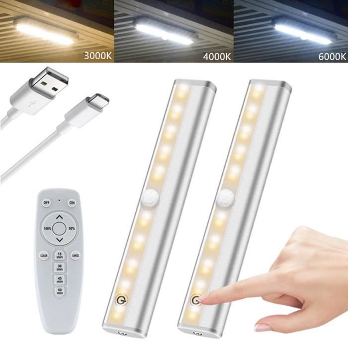 Lot De 3 Spots LED Sous Armoire Rechargeables - Télécommande, RGB, 3 Températures De Couleur, Dimmable