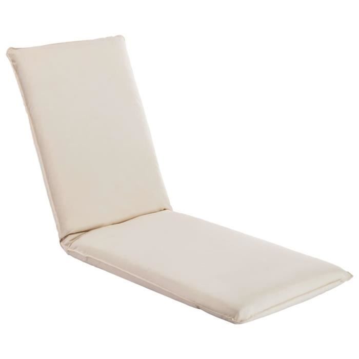 Coussin De Chaise Longue Épais 10cm - 190x56cm - UPF20+ - 6 Attaches - Gris Clair - Outsunny