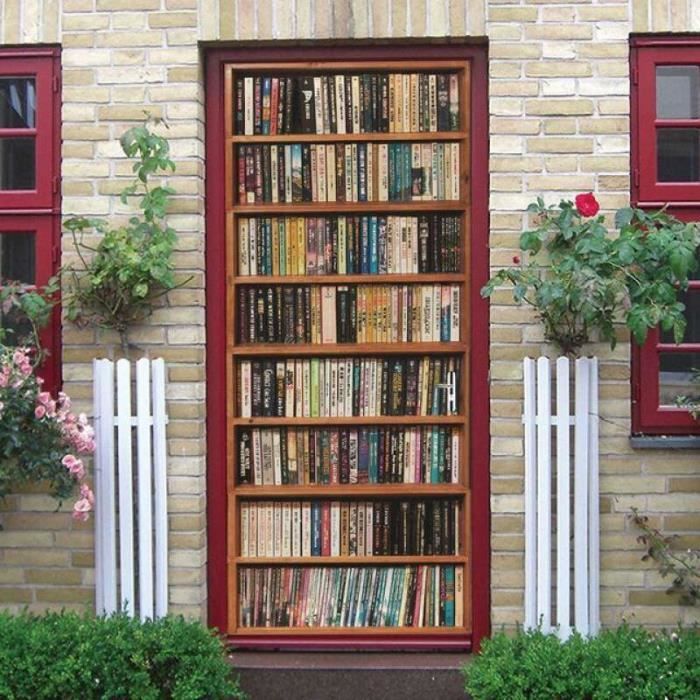 Autocollant Déco Murale 3D "étagère à Livres" - Vinyle Amovible, Motif Lettrage, Taille 78,7 X 30 Pouces - Pour Porte Ou Mur