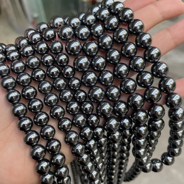 Collier Ras Du Cou Vintage En Hématite Gris Anthracite - Perles Rondes 5 Mm, Très Bon état