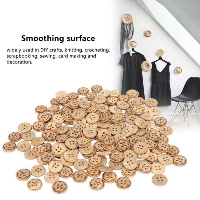 Lot De 20 Boutons Ronds En Bois Noirs, 20 Mm, Avec 4 Trous, Boutons De Veste, Boutons à Coudre, Boutons De Bricolage, Boutons De Veste, Boutons à Quatre Trous