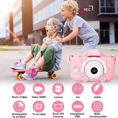 Cámara Infantil Ushining 3.5'' 1080P Con Selfie, Zoom Giratorio 360°, Flash LED, Tarjeta 32GB, Para Niños 3-12 Años Videocámara Con Flash LED