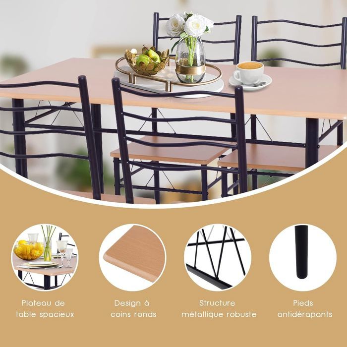 Ensemble Salle à Manger 3 Pièces GIANTEX - Table Carrée 70x70cm Avec 2 Chaises Encastrables - Style Industriel