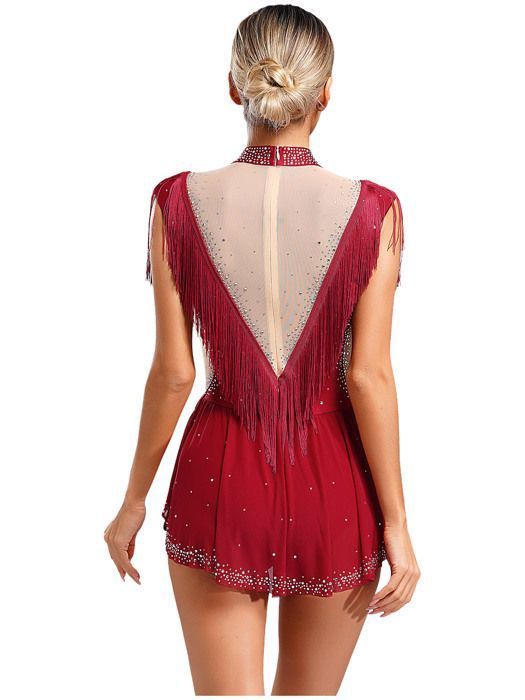 Justaucorps Danse Femme Oyolan - Strass Frangé Dos Nu