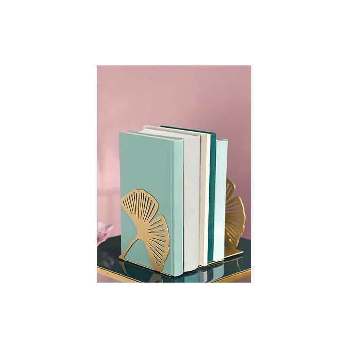NiHome Serre-Livres Décoratifs En Métal Doré - Paire De Bookends Élégants Pour Étagères, Bureau Et Bibliothèque