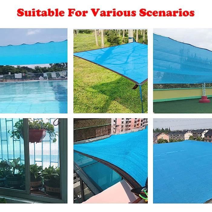 Voile D'Ombrage 3x6m - Protection UV - Polyester Avec Œillets - Pour Terrasse, Jardin - Bleu Ciel