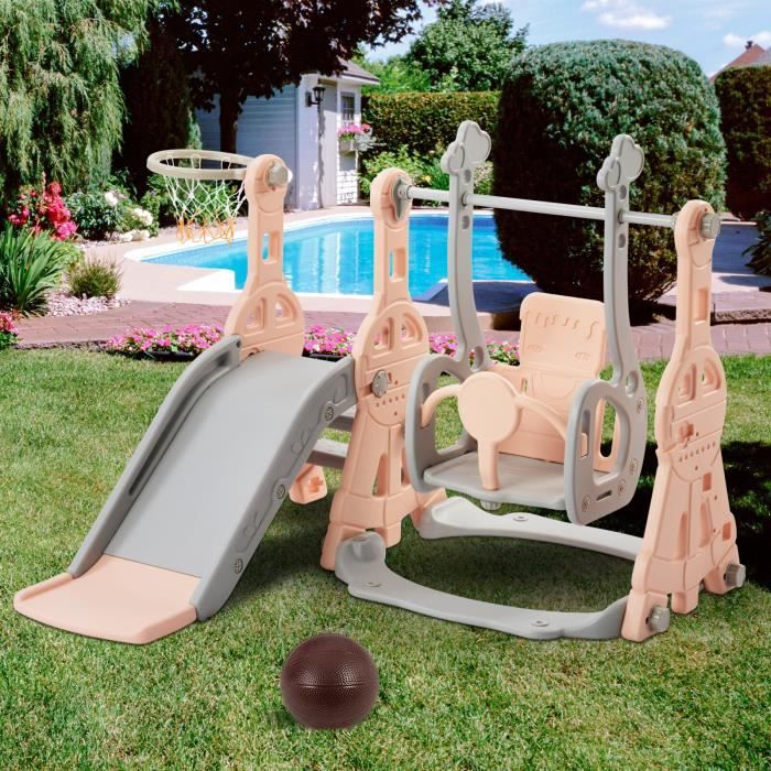 Aire de jeux LBF - Toboggan Balançoire 4 en 1 pour Enfants Bébé - avec  Échelle - Basket - Cdiscount Jeux - Jouets