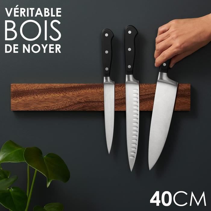 Barre magnétique pour couteaux et ustensiles de cuisine, longueur 40 cm