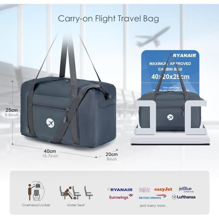 Sac 40X20X25 Ryanair Bagage Cabine Sac De Voyage Pliable Valise