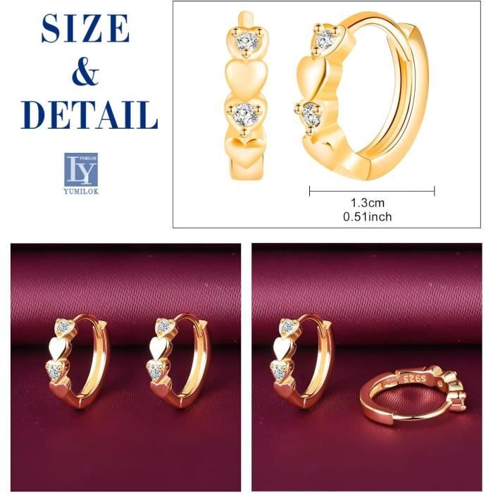 Boucles D'oreilles Créoles Cœur Noir En Argent Sterling 925 - Pour Femmes Et Filles - Cadeau Bijou