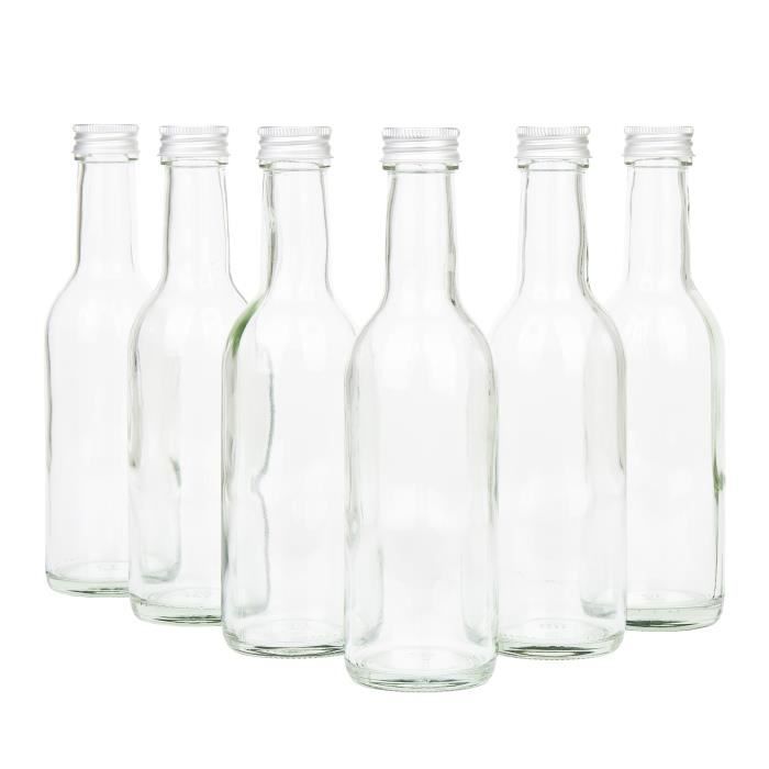 6x Bordeaux bouteille transparente + bouchon à vis en argent I 250 ml I  bouteille en verre vide pour le remplissage de vin, liqueur - Cdiscount  Maison