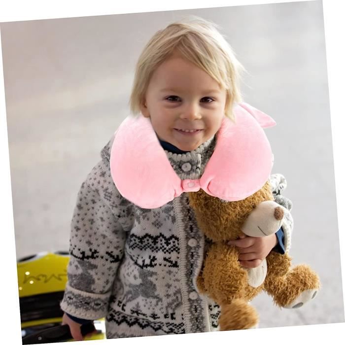 Coussin Voyage Enfant 2-en-1 Oreiller Dinosaure - Support Cou Voiture Et Avion - Bleu Marine