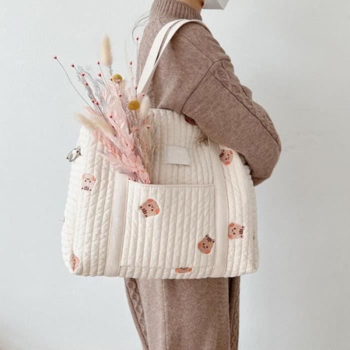 Petit cureuil Sac langer en coton avec broderie ours pour