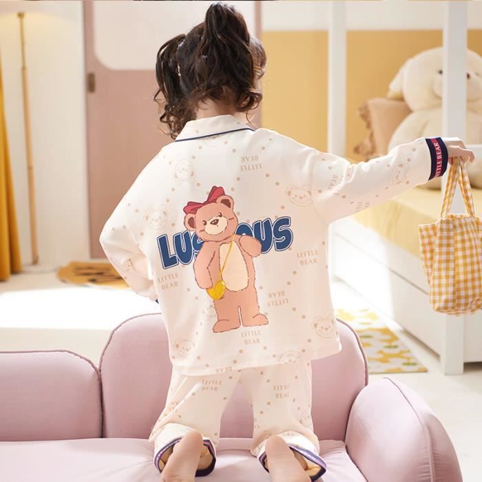Pyjama printemps ete fille ensemble 2 pieces coton Leger et respirant Pyjama enfant doux et confortable Rose Cdiscount Pret a Porter