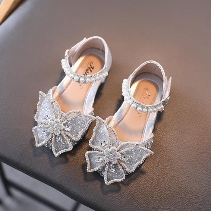 Sandales d'été à paillettes pour filles, chaussures de princesse à