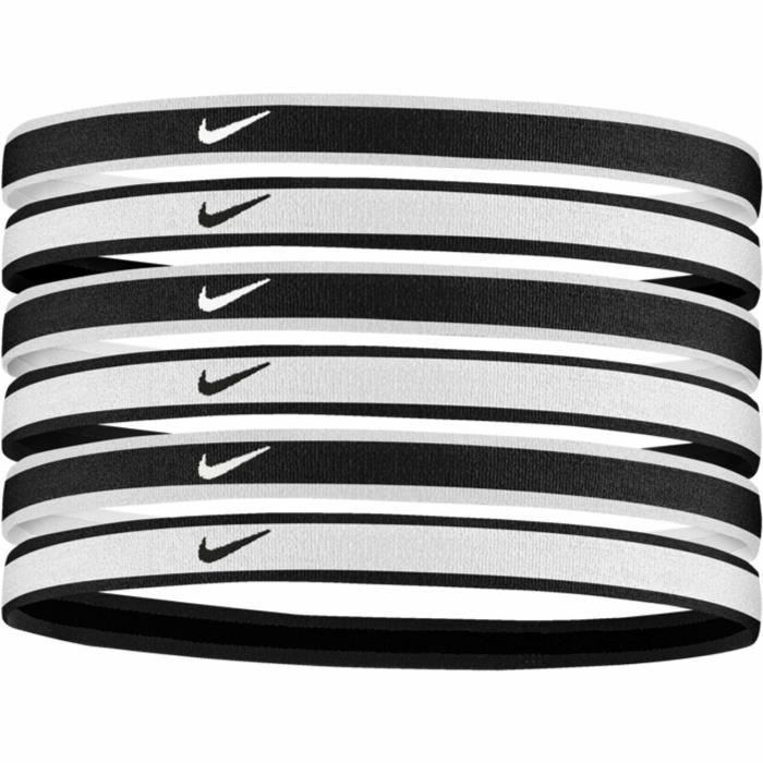 Pack de 6 élastiques à cheveux Nike Swoosh tipped - noir/blanc