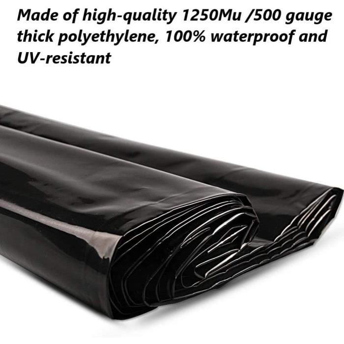 Bâche Polyéthylène Noir 2x3m - 125μ épaisseur - Serre Jardin Et Protection Chantier