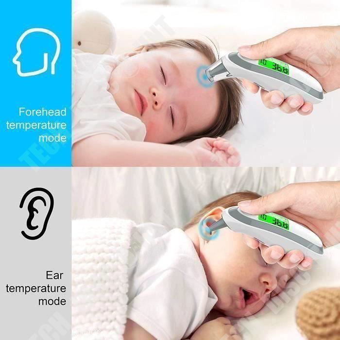 Thermometre frontal et auriculaire tam Thermomètre Frontal Infrarouge  médical sans Contact pour Adulte Enfant bébé, Affichage LCD Mode avec