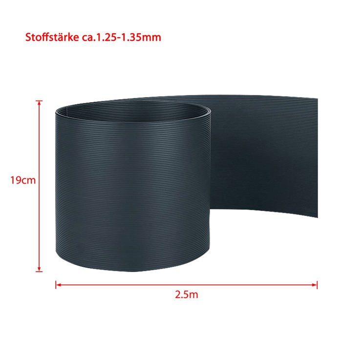 Bandes de brise-vue - YUENFONG - 10x PVC dur - 2,5m x 19cm - Anthracite ...