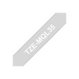 Ruban laminé BROTHER TZEMQL35 12mm Blanc sur fond Gris clair pour PT-D210, PT-D600, PT-H110-2
