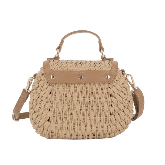 YSDYY Sac Bandoulière Paille Femme Bohème – Sac Plage Été Avec Pendentif Coquillage Et Pompons – Sac Tressé Léger Et Tendance Pour Vacances
