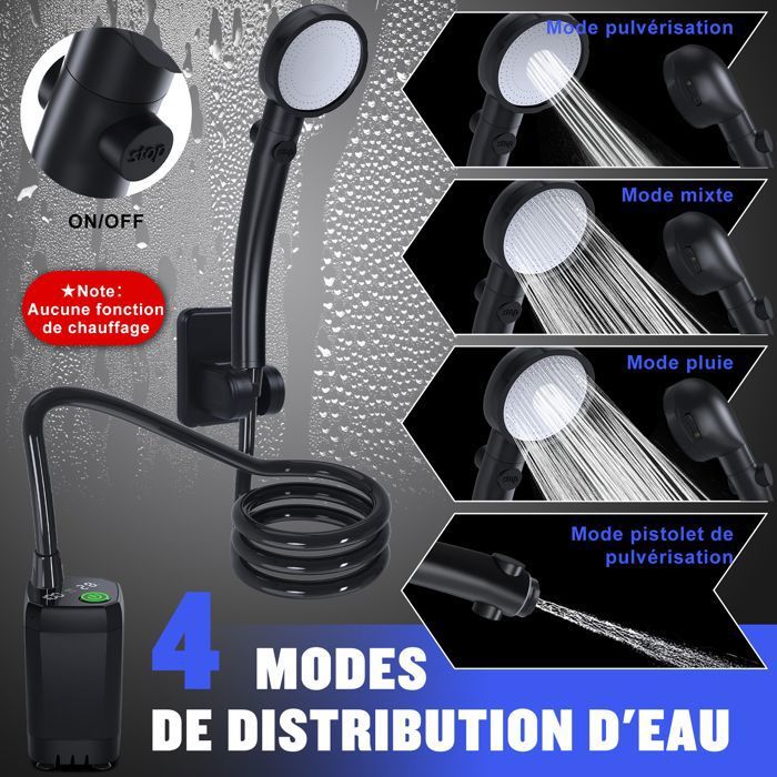 Douche Portable De Camping SPOPAL - Pompe Rechargeable 10000 MAh, Facile à Transporter