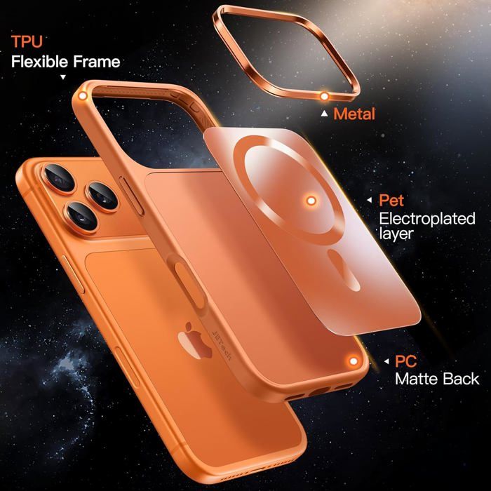 Coque IPhone 17 Pro Max 6.9 Pouces JETech - Compatible MagSafe - Dos Mat Translucide - Protection Anti-chocs - Fine Et Minimaliste