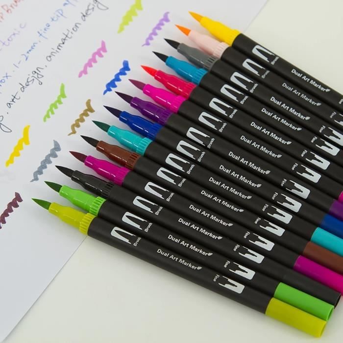 Ensemble de stylos Fineliner, encre colorée, pinceau doublure
