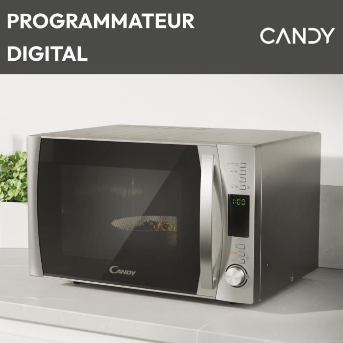 Four Micro-ondes Grill Candy 20L - 700W + Gril 1000W - 10 Programmes Auto - Blanc | Décongélation, Silence, Sécurité Enfant