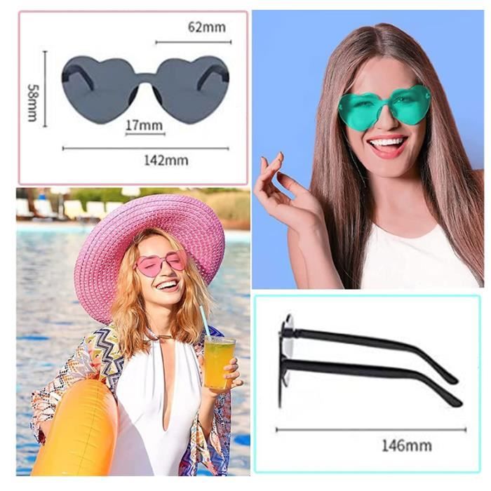 Lunettes De Soleil Transparentes En Forme De Cœur - Sans Monture