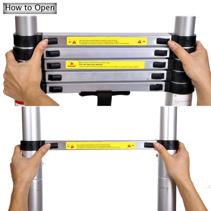 Échelle Télescopique HENGMEI 3.2m Aluminium Multi-Fonction Pliable