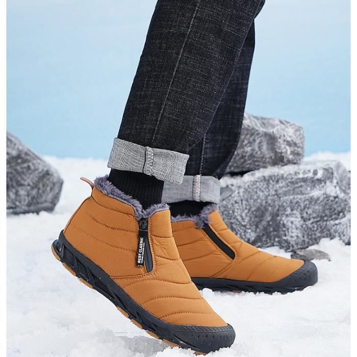 Bottines Hiver Homme Kricely - Imperméables Antidérapantes - Doublure Chaude 3M - Pour Ski, Neige
