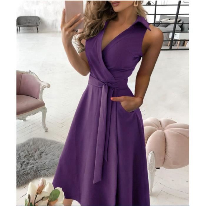 Robe violet femme deals