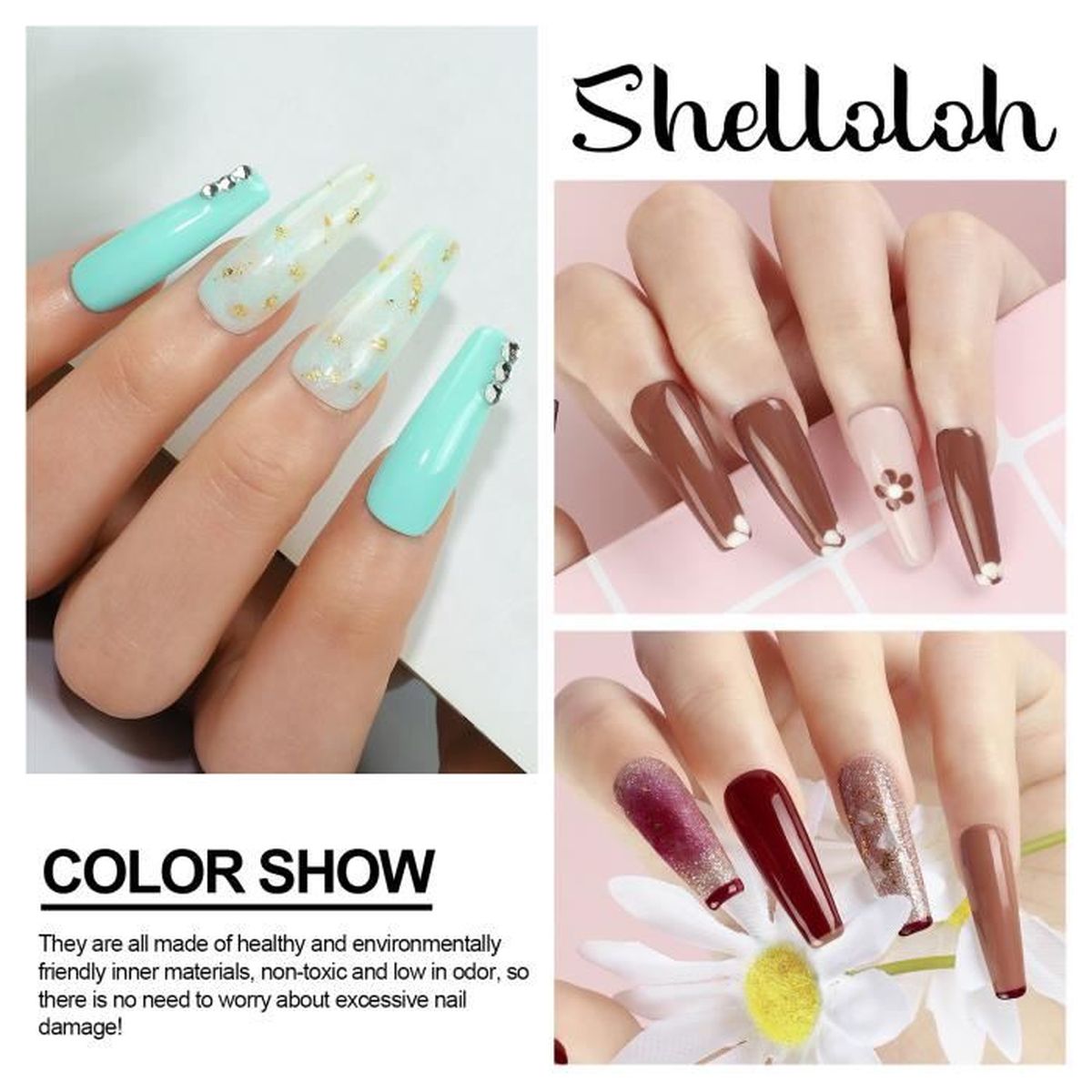 Shelloloh 36w Uv Led Lampe Vernis Semi Permanent Lot 15 Vernis A Ongles Gel Soak Off Base Top Coat Cdiscount Au Quotidien