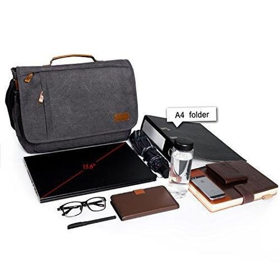 Sac à Bandoulière Convertible En Sac à Dos Pour Ordinateur 17,3 Pouces – Toile Imperméable – Pour Homme, Usage Quotidien - 3