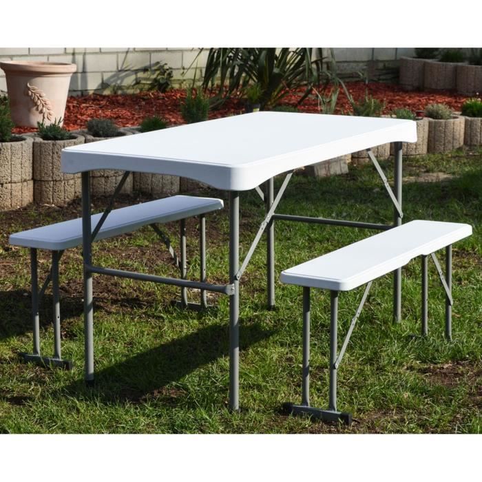 Table de Jardin Pliante 120 x 60 cm - Hauteur réglable 110kg