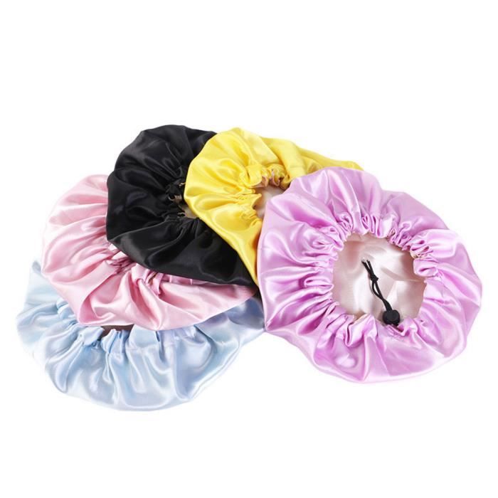 Sengterm Bonnet de nuit, en satin, double couche, réglable, soyeux, avec  bandeau élastique, pour les soins des cheveux des bébés et enfants de 0 à 2  ans, vert et rose : 