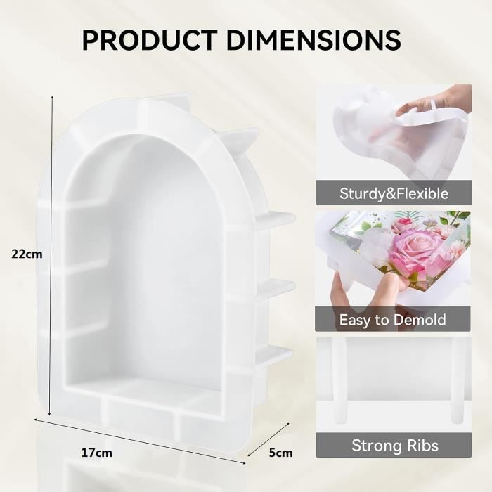 Attuslla Moules En Silicone Résine Epoxy - Formes Fleur Et Semi-Circulaire Pour Préservation Fleurs Et Décoration Maison