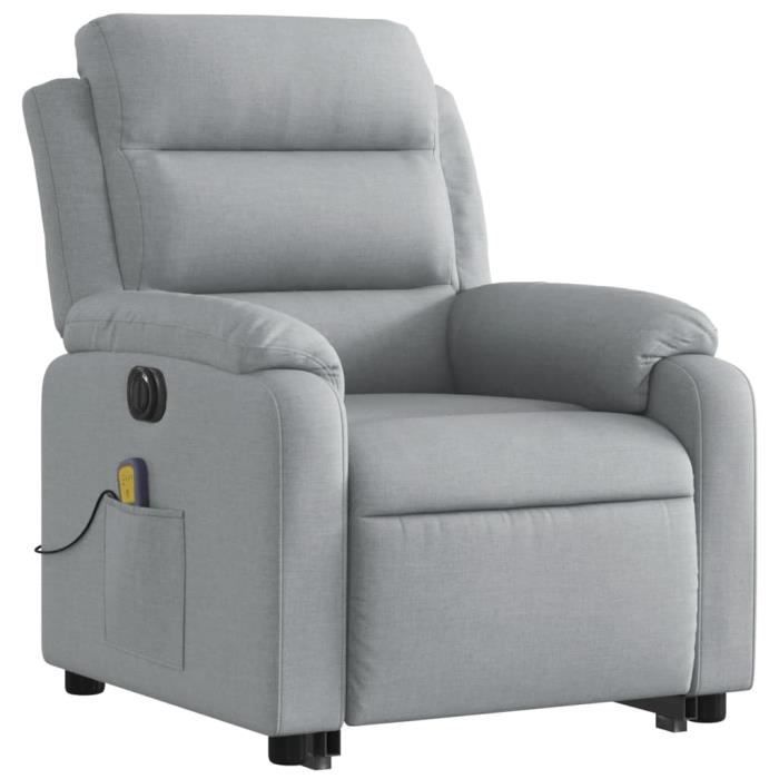 Fauteuil Inclinable De Massage électrique – Gris Clair, Tissu, Neuf