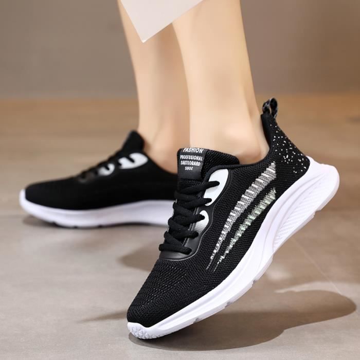 Basket Femme Chaussures Sport Feminine Respirante Noir
